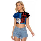 Canterbury-Bankstown Bulldogs ANZAC Personalised Raglan Cropped T Shirt Lest We Forget Poppy Camo