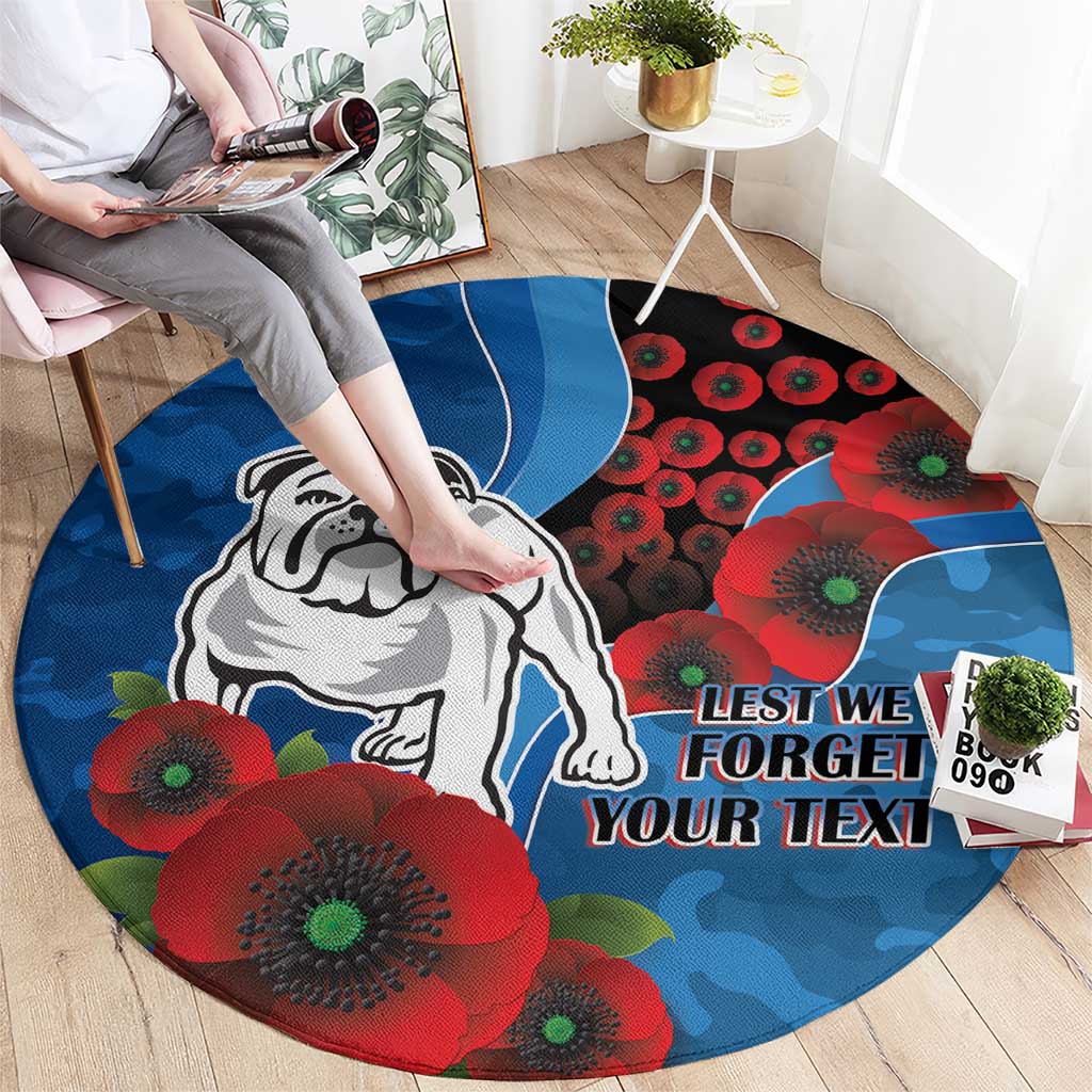 Canterbury-Bankstown Bulldogs ANZAC Personalised Round Carpet Lest We Forget Poppy Camo