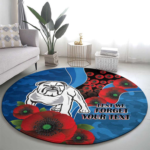 Canterbury-Bankstown Bulldogs ANZAC Personalised Round Carpet Lest We Forget Poppy Camo