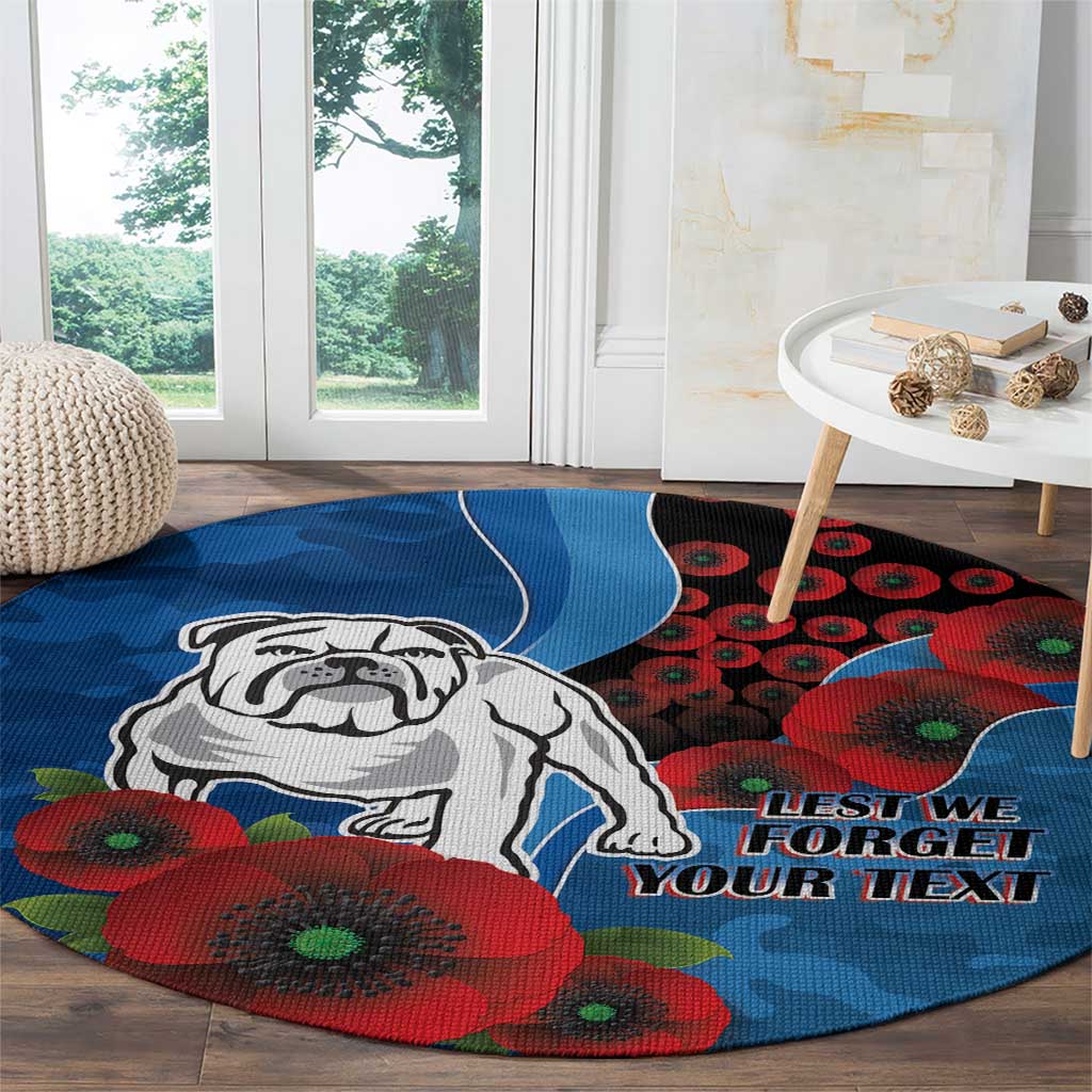 Canterbury-Bankstown Bulldogs ANZAC Personalised Round Carpet Lest We Forget Poppy Camo
