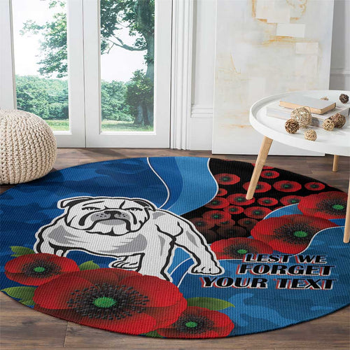Canterbury-Bankstown Bulldogs ANZAC Personalised Round Carpet Lest We Forget Poppy Camo