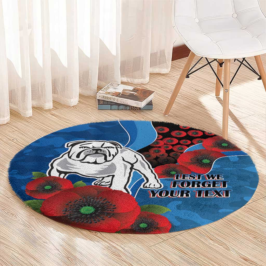 Canterbury-Bankstown Bulldogs ANZAC Personalised Round Carpet Lest We Forget Poppy Camo