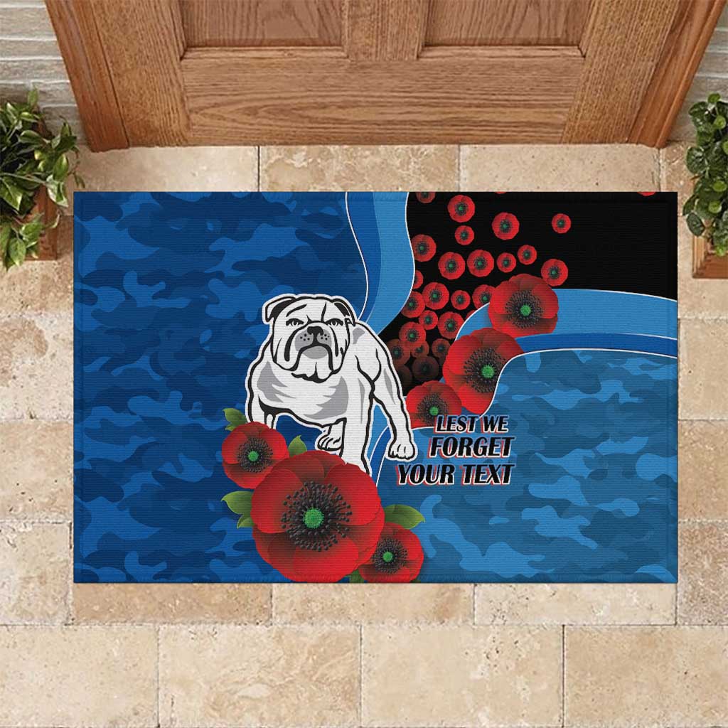 Canterbury-Bankstown Bulldogs ANZAC Personalised Rubber Doormat Lest We Forget Poppy Camo