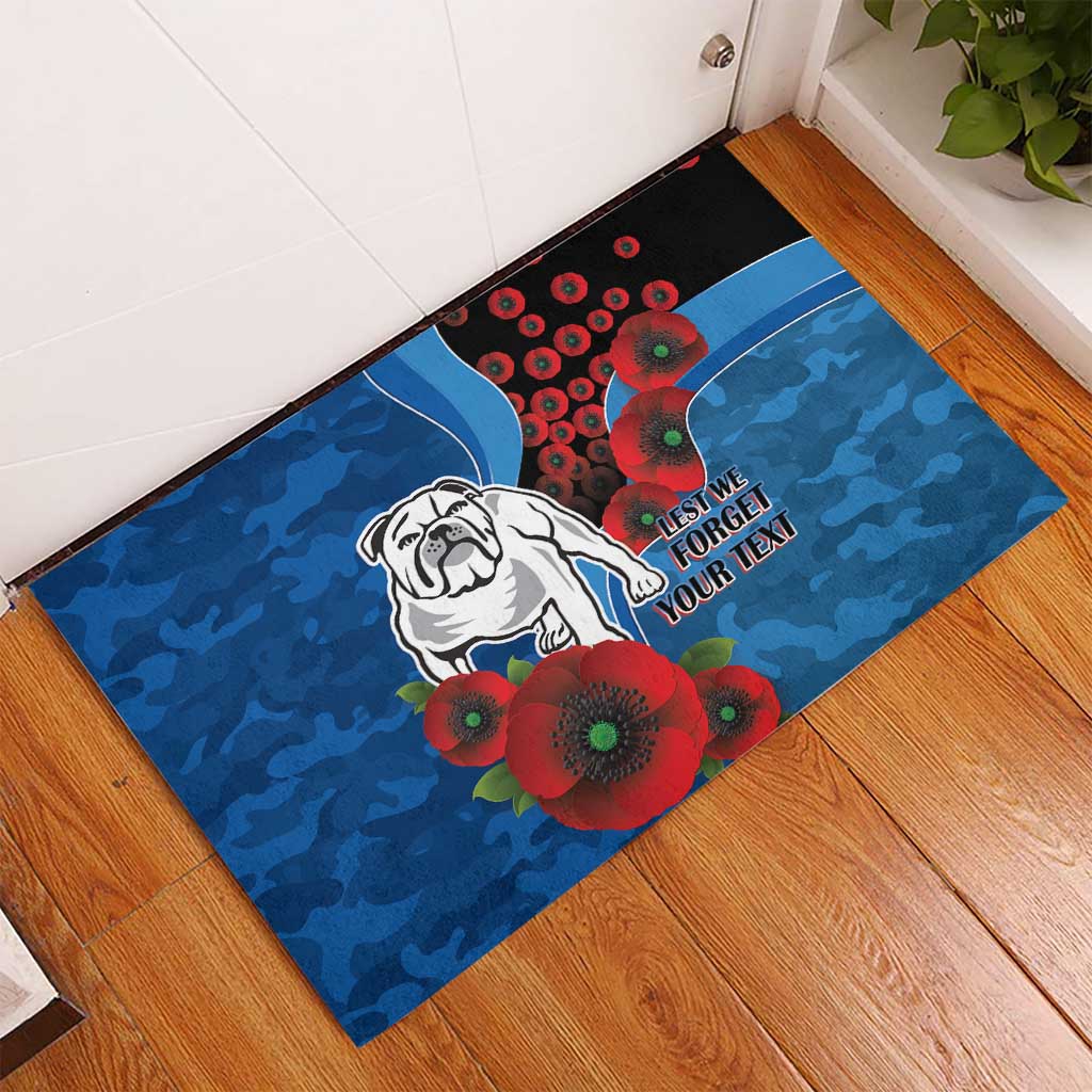 Canterbury-Bankstown Bulldogs ANZAC Personalised Rubber Doormat Lest We Forget Poppy Camo