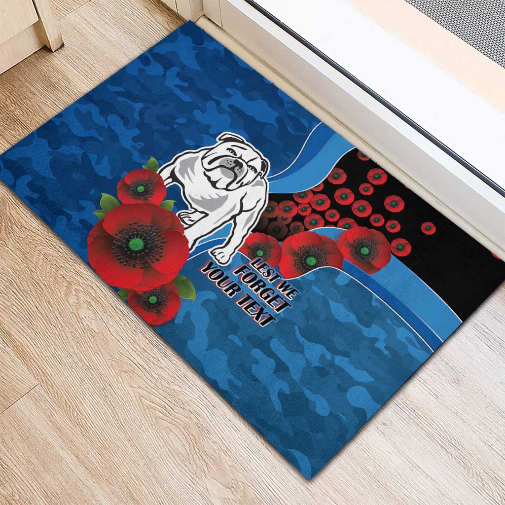 Canterbury-Bankstown Bulldogs ANZAC Personalised Rubber Doormat Lest We Forget Poppy Camo