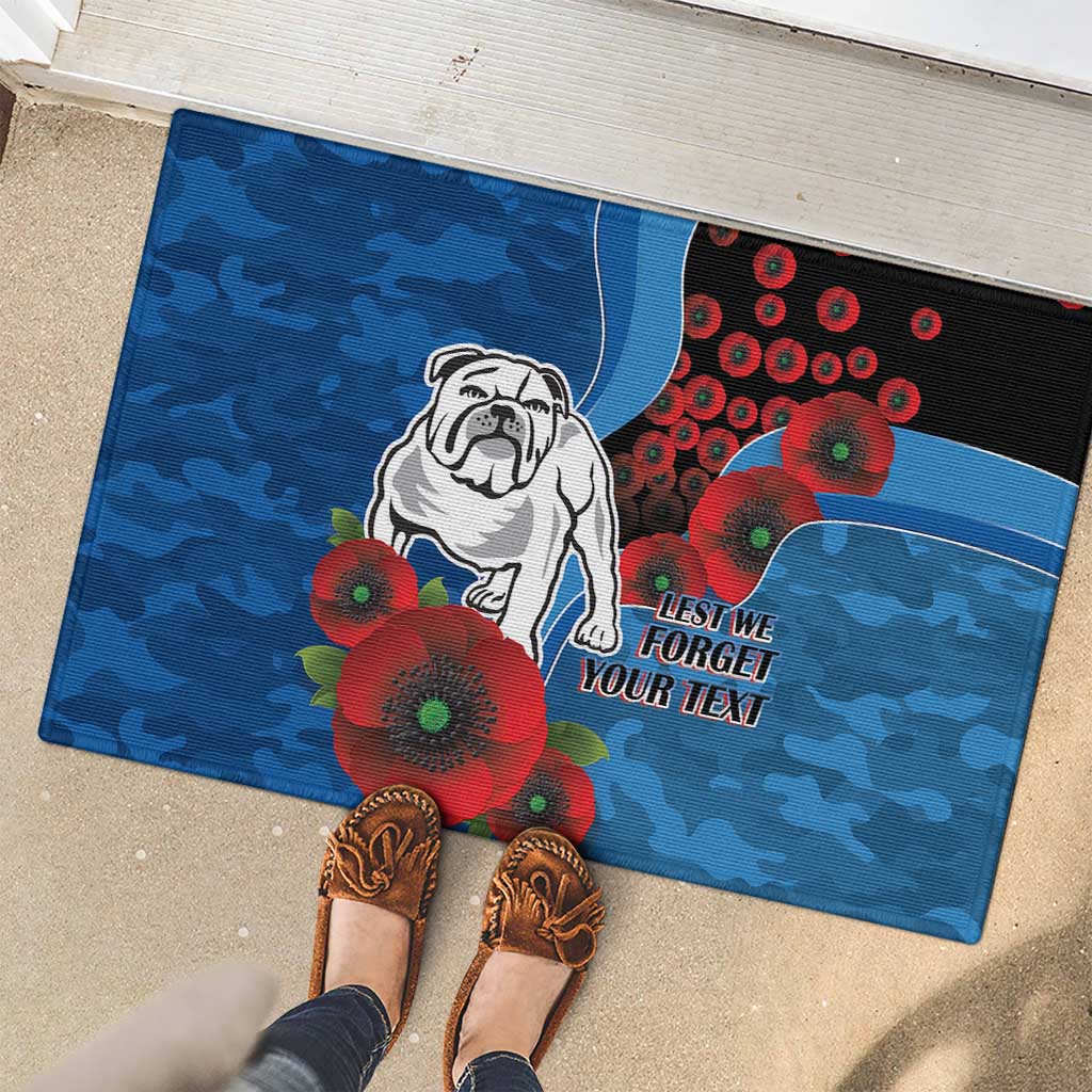 Canterbury-Bankstown Bulldogs ANZAC Personalised Rubber Doormat Lest We Forget Poppy Camo