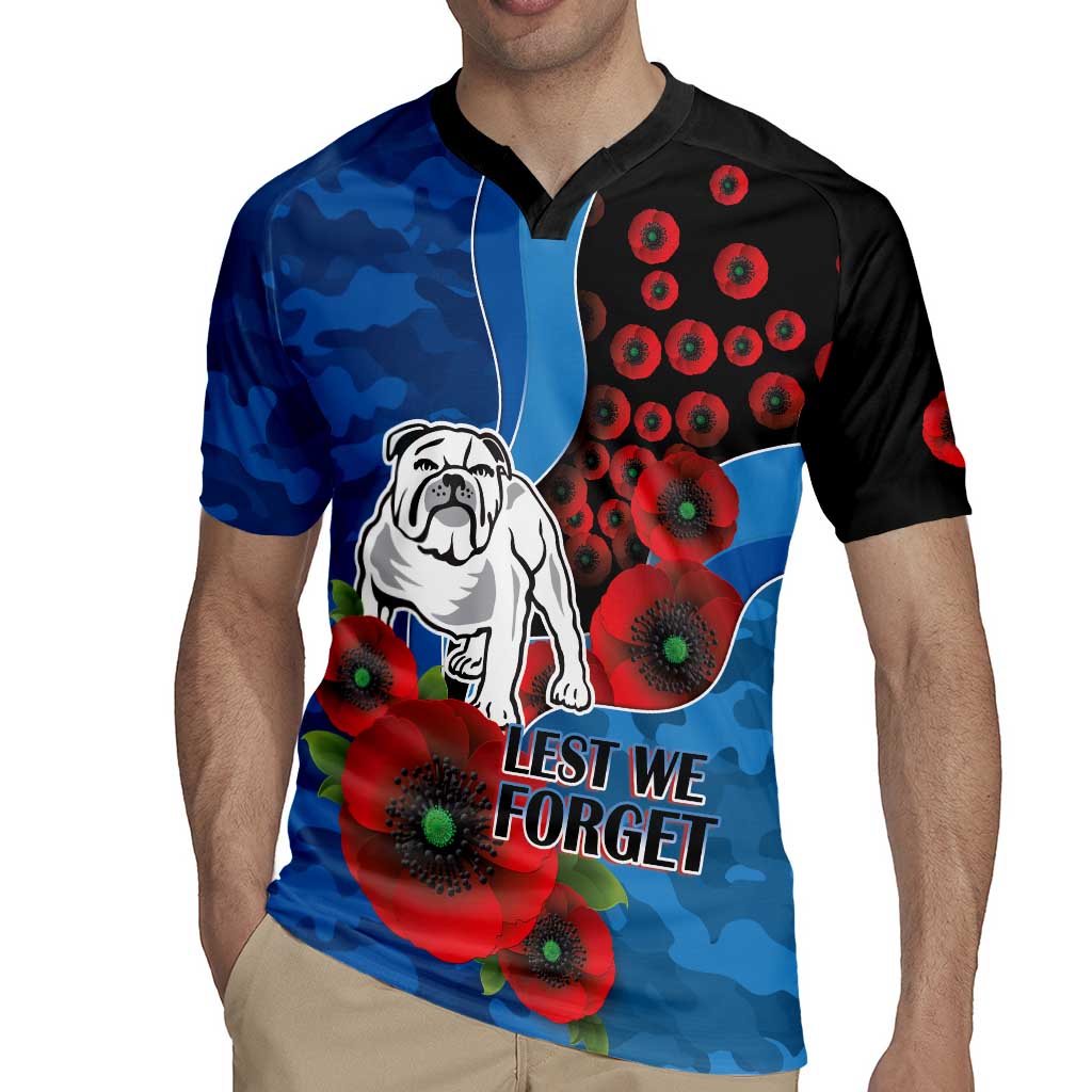 Canterbury-Bankstown Bulldogs ANZAC Personalised Rugby Jersey Lest We Forget Poppy Camo