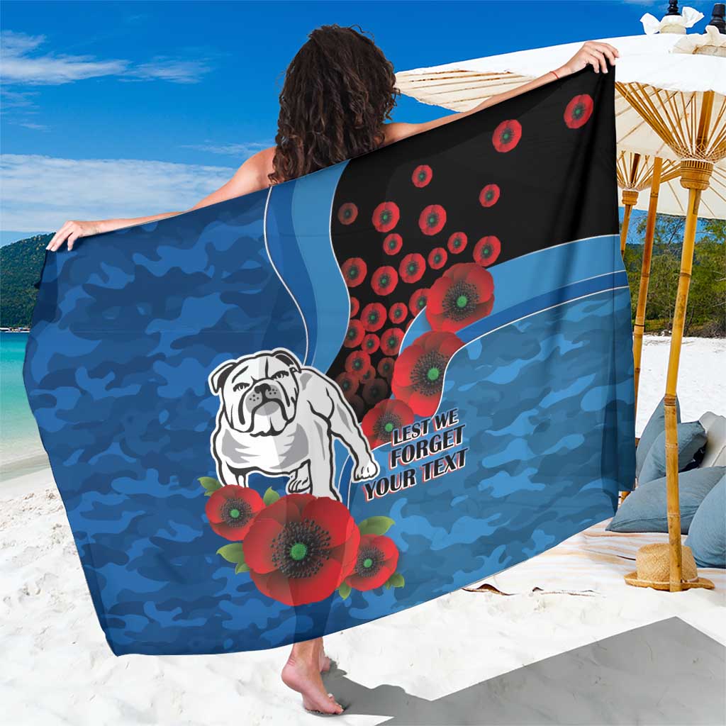 Canterbury-Bankstown Bulldogs ANZAC Personalised Sarong Lest We Forget Poppy Camo