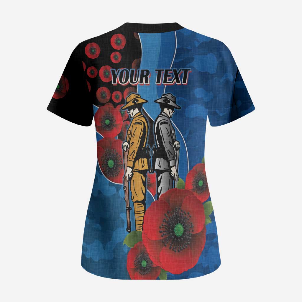 Canterbury-Bankstown Bulldogs ANZAC Personalised Scrub Top Lest We Forget Poppy Camo