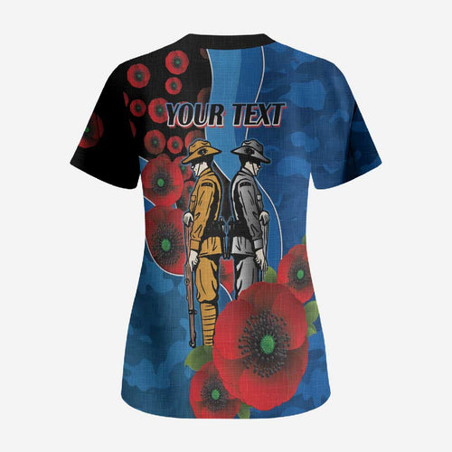 Canterbury-Bankstown Bulldogs ANZAC Personalised Scrub Top Lest We Forget Poppy Camo