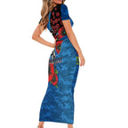 Canterbury-Bankstown Bulldogs ANZAC Personalised Short Sleeve Bodycon Dress Lest We Forget Poppy Camo