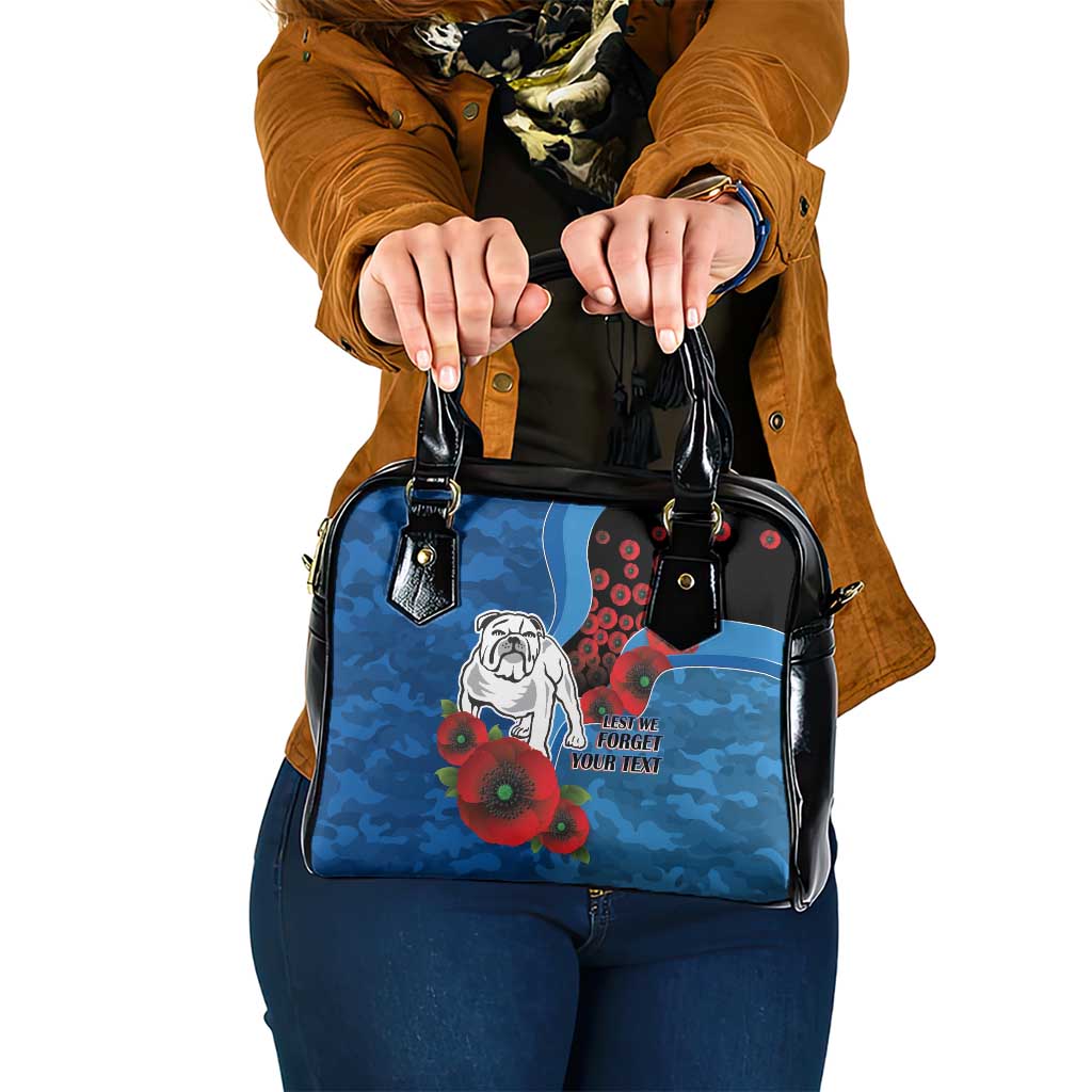 Canterbury-Bankstown Bulldogs ANZAC Personalised Shoulder Handbag Lest We Forget Poppy Camo