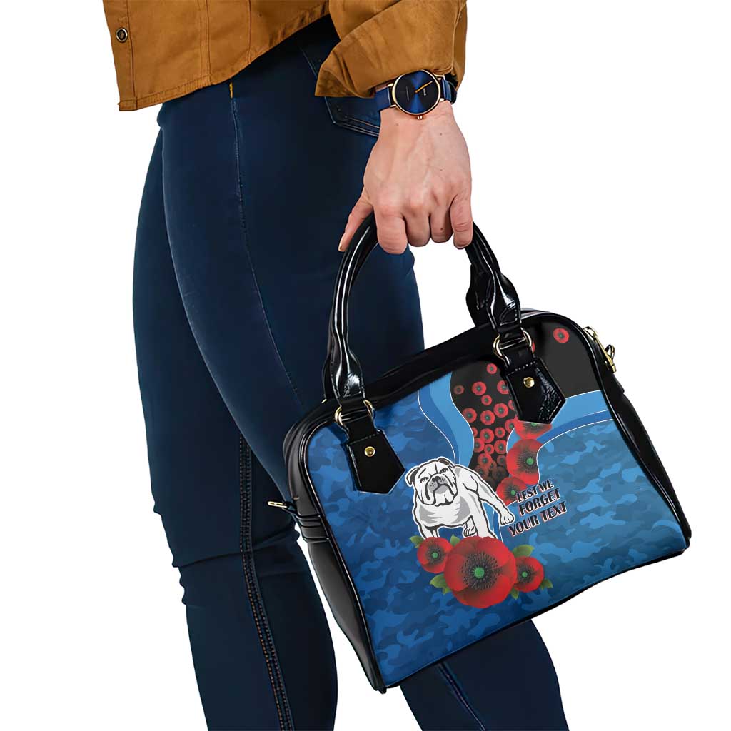 Canterbury-Bankstown Bulldogs ANZAC Personalised Shoulder Handbag Lest We Forget Poppy Camo
