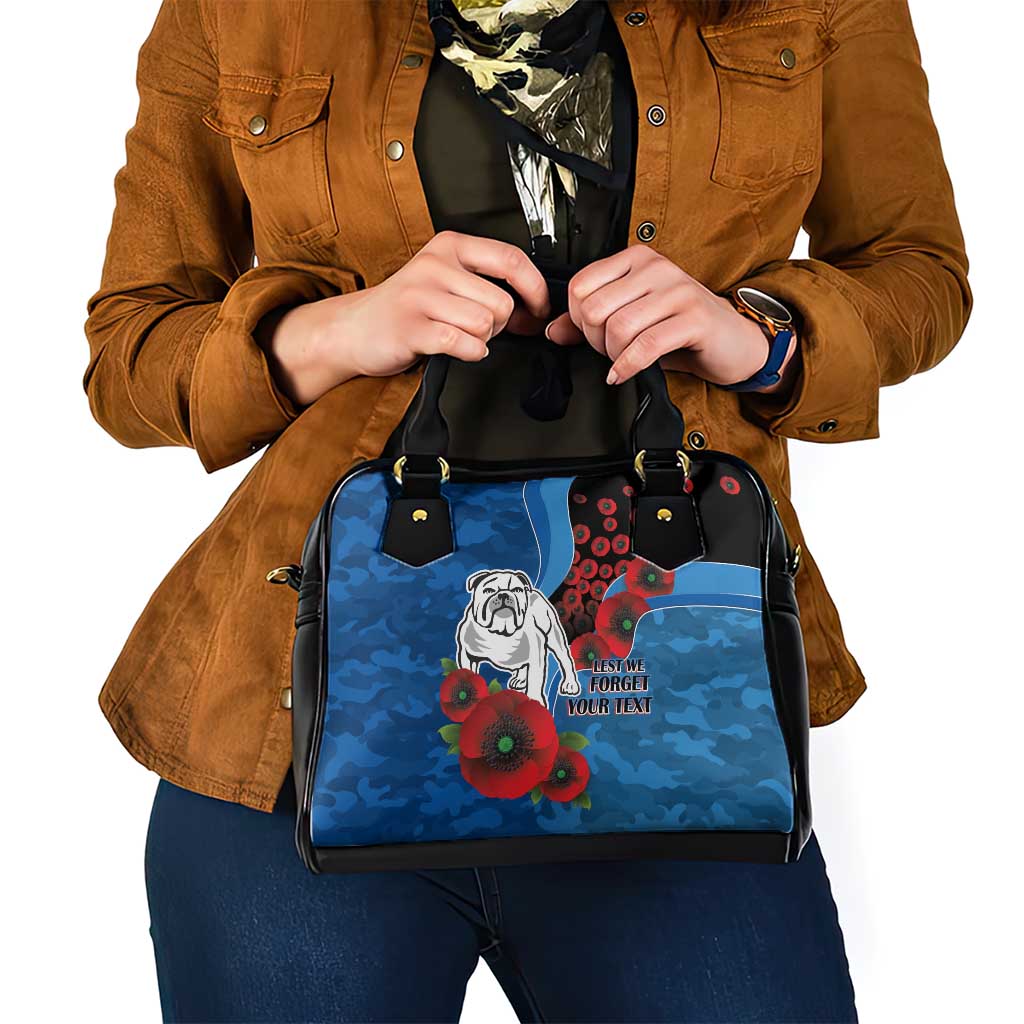 Canterbury-Bankstown Bulldogs ANZAC Personalised Shoulder Handbag Lest We Forget Poppy Camo