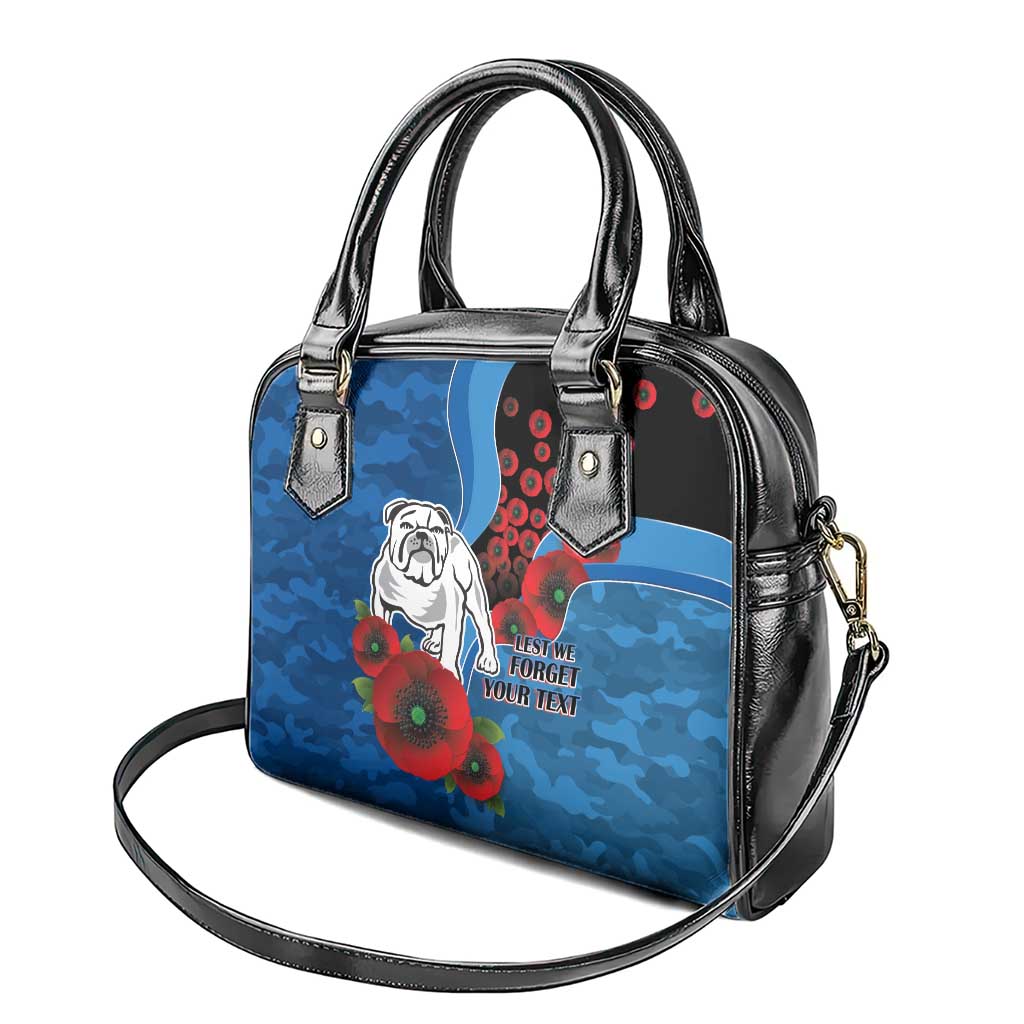 Canterbury-Bankstown Bulldogs ANZAC Personalised Shoulder Handbag Lest We Forget Poppy Camo