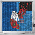 Canterbury-Bankstown Bulldogs ANZAC Personalised Shower Curtain Lest We Forget Poppy Camo