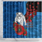 Canterbury-Bankstown Bulldogs ANZAC Personalised Shower Curtain Lest We Forget Poppy Camo