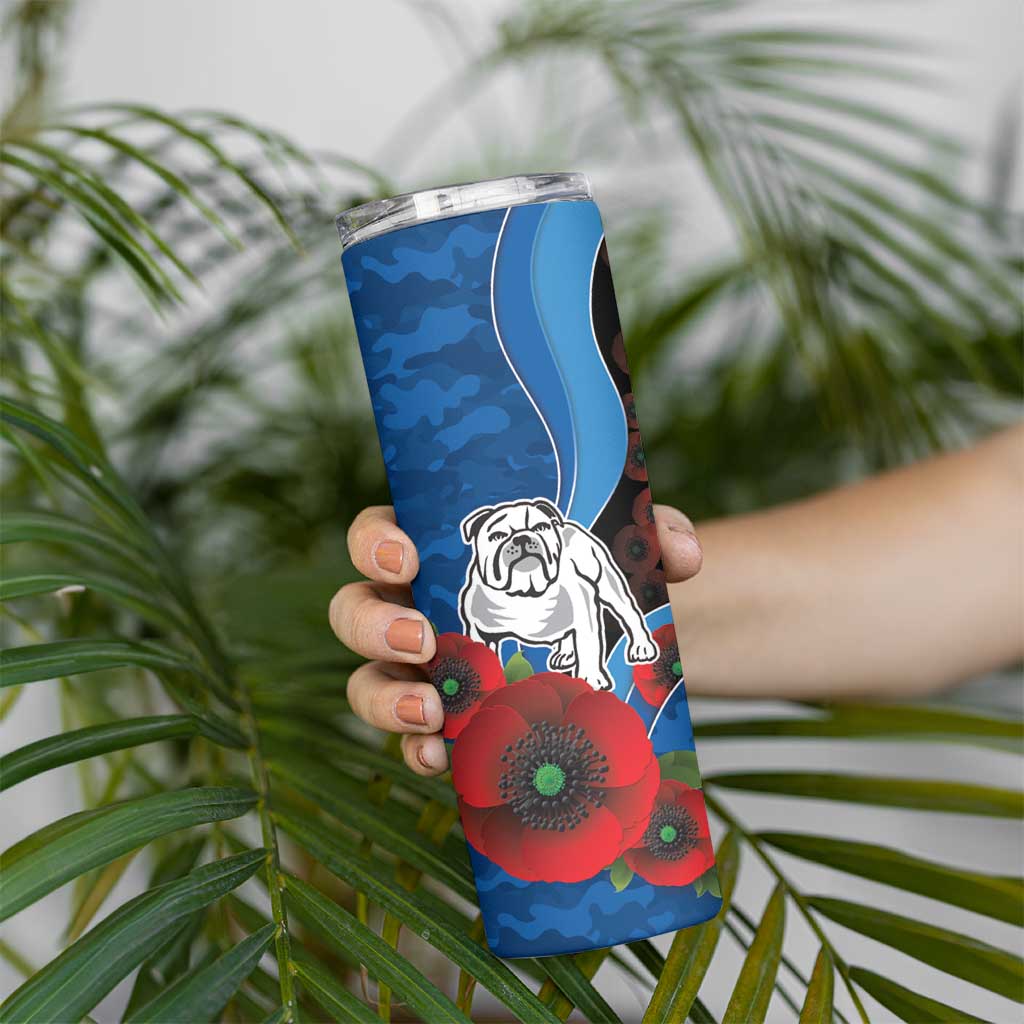 Canterbury-Bankstown Bulldogs ANZAC Personalised Skinny Tumbler Lest We Forget Poppy Camo