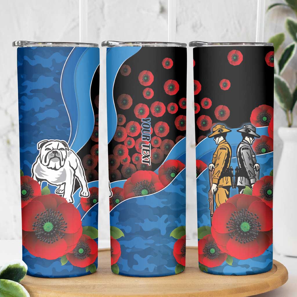 Canterbury-Bankstown Bulldogs ANZAC Personalised Skinny Tumbler Lest We Forget Poppy Camo