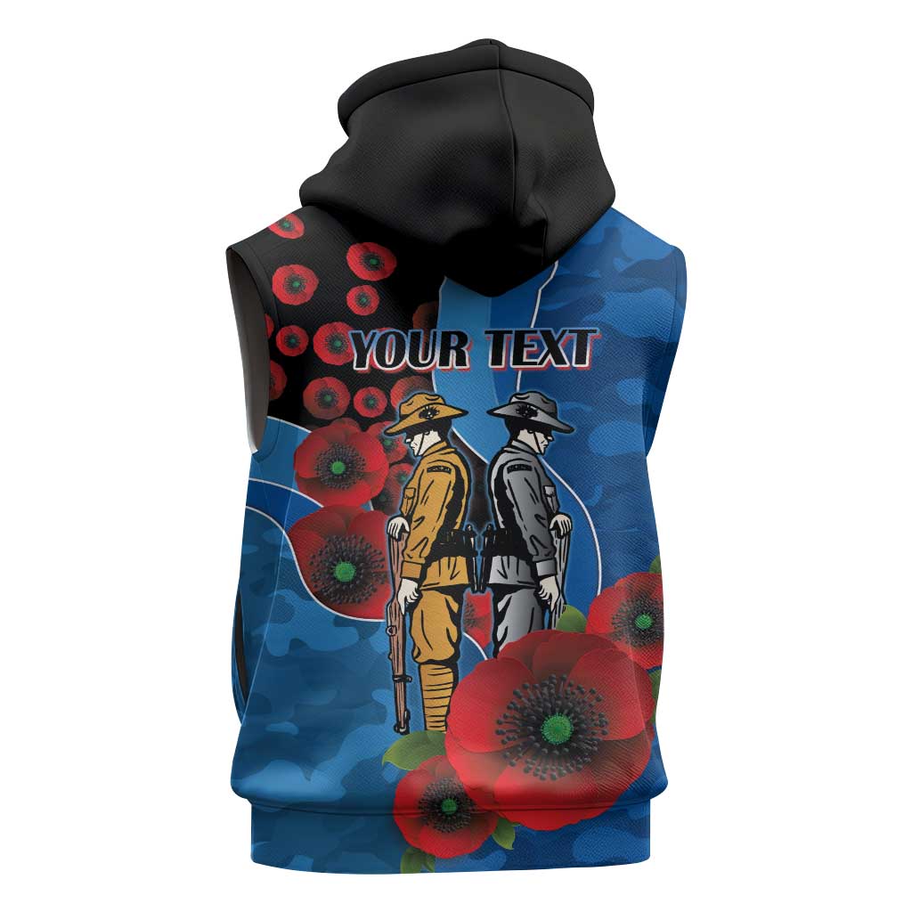 Canterbury-Bankstown Bulldogs ANZAC Personalised Sleeveless Hoodie Lest We Forget Poppy Camo
