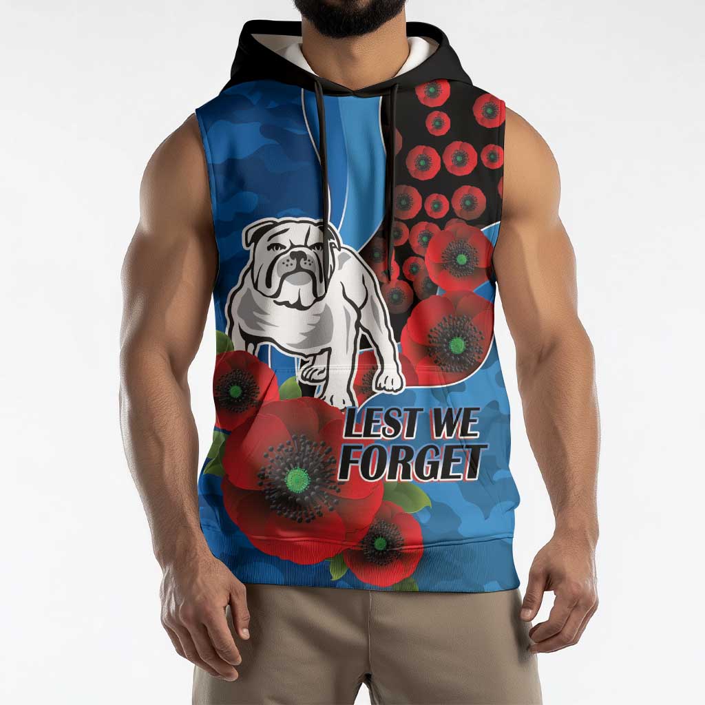 Canterbury-Bankstown Bulldogs ANZAC Personalised Sleeveless Hoodie Lest We Forget Poppy Camo