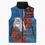 Canterbury-Bankstown Bulldogs ANZAC Personalised Sleeveless Puffer Jacket Lest We Forget Poppy Camo