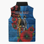Canterbury-Bankstown Bulldogs ANZAC Personalised Sleeveless Puffer Jacket Lest We Forget Poppy Camo