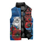Canterbury-Bankstown Bulldogs ANZAC Personalised Sleeveless Puffer Jacket Lest We Forget Poppy Camo