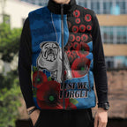 Canterbury-Bankstown Bulldogs ANZAC Personalised Sleeveless Puffer Jacket Lest We Forget Poppy Camo