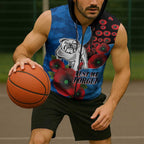 Canterbury-Bankstown Bulldogs ANZAC Personalised Sleeveless Zip Hoodie Lest We Forget Poppy Camo