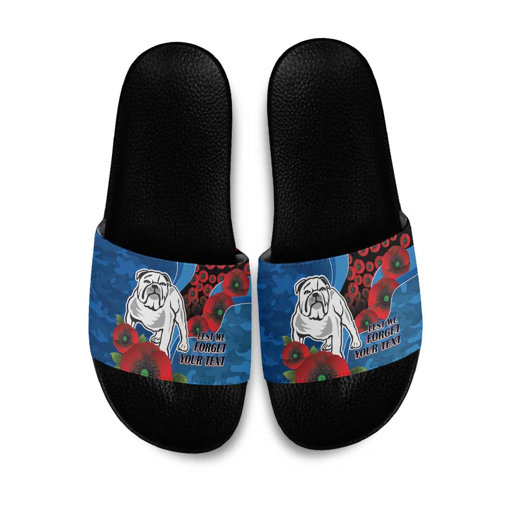 Canterbury-Bankstown Bulldogs ANZAC Personalised Slide Sandals Lest We Forget Poppy Camo