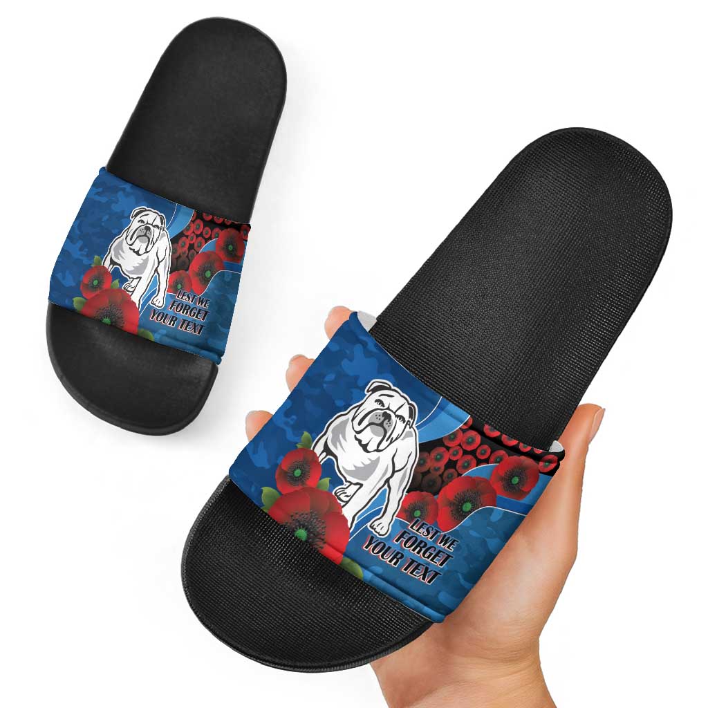 Canterbury-Bankstown Bulldogs ANZAC Personalised Slide Sandals Lest We Forget Poppy Camo