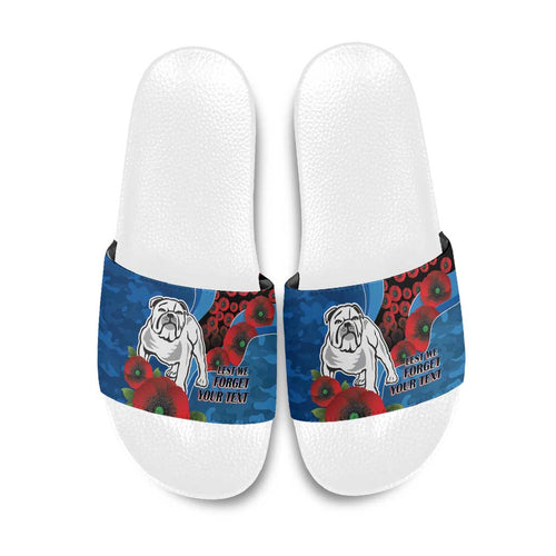 Canterbury-Bankstown Bulldogs ANZAC Personalised Slide Sandals Lest We Forget Poppy Camo