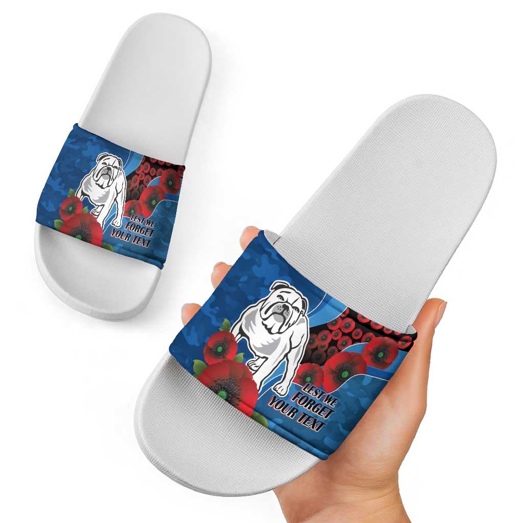 Canterbury-Bankstown Bulldogs ANZAC Personalised Slide Sandals Lest We Forget Poppy Camo