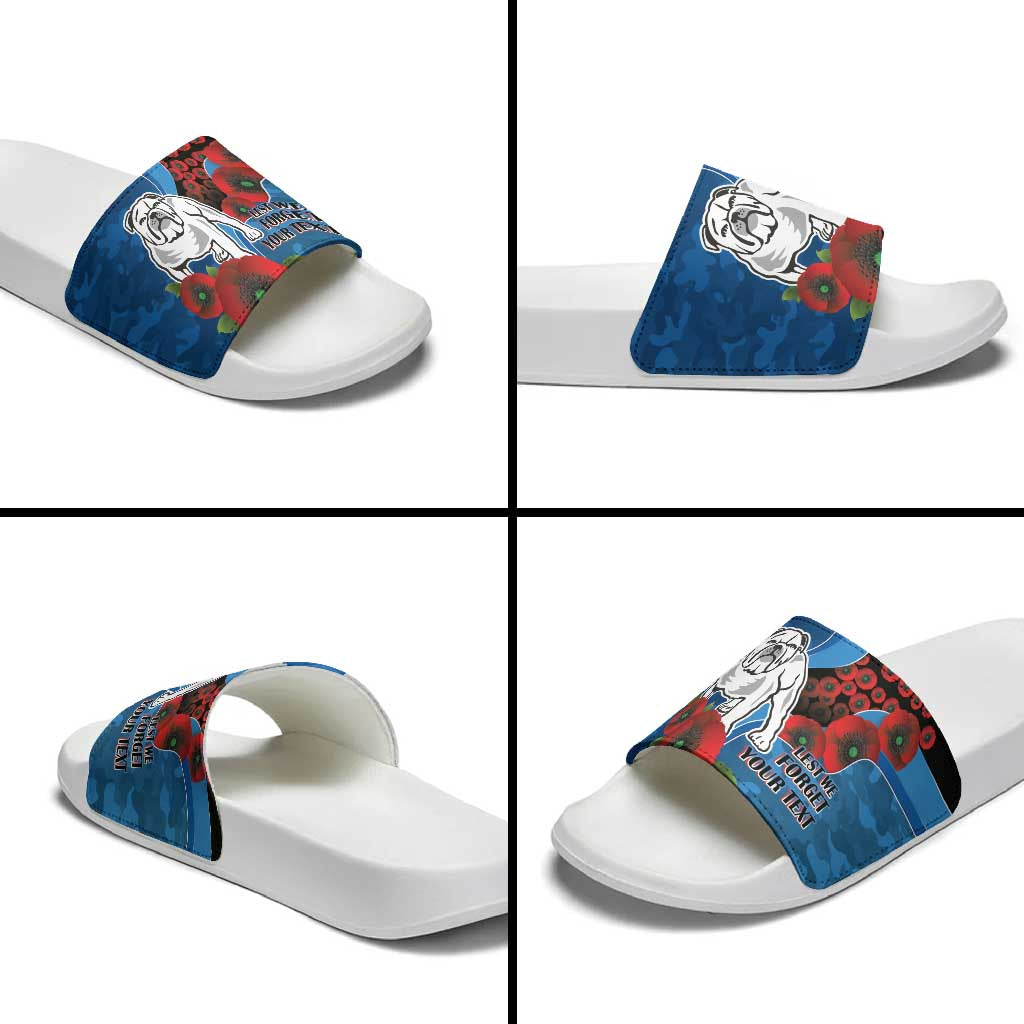 Canterbury-Bankstown Bulldogs ANZAC Personalised Slide Sandals Lest We Forget Poppy Camo