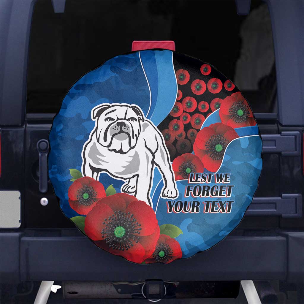 Canterbury-Bankstown Bulldogs ANZAC Personalised Spare Tire Cover Lest We Forget Poppy Camo