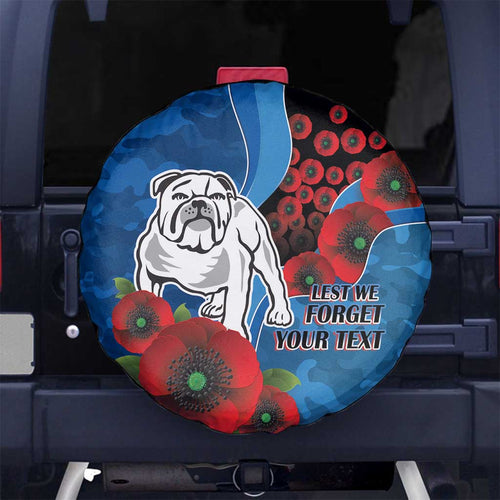 Canterbury-Bankstown Bulldogs ANZAC Personalised Spare Tire Cover Lest We Forget Poppy Camo