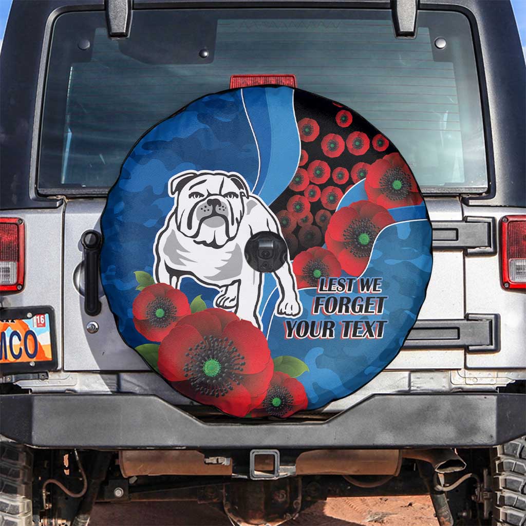 Canterbury-Bankstown Bulldogs ANZAC Personalised Spare Tire Cover Lest We Forget Poppy Camo