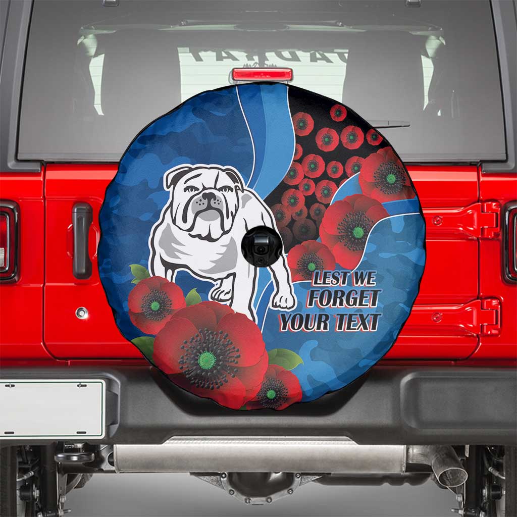 Canterbury-Bankstown Bulldogs ANZAC Personalised Spare Tire Cover Lest We Forget Poppy Camo