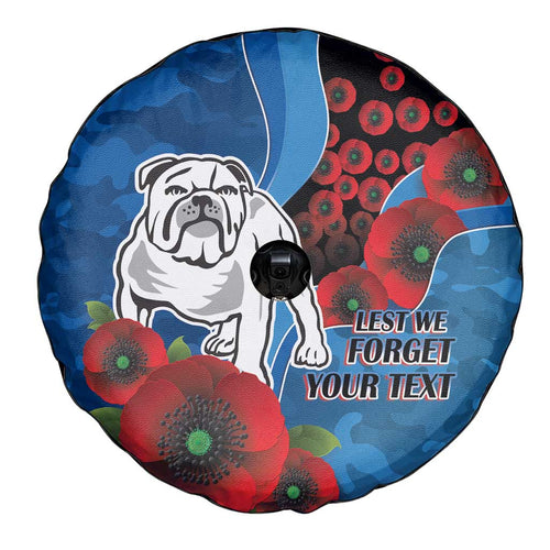 Canterbury-Bankstown Bulldogs ANZAC Personalised Spare Tire Cover Lest We Forget Poppy Camo