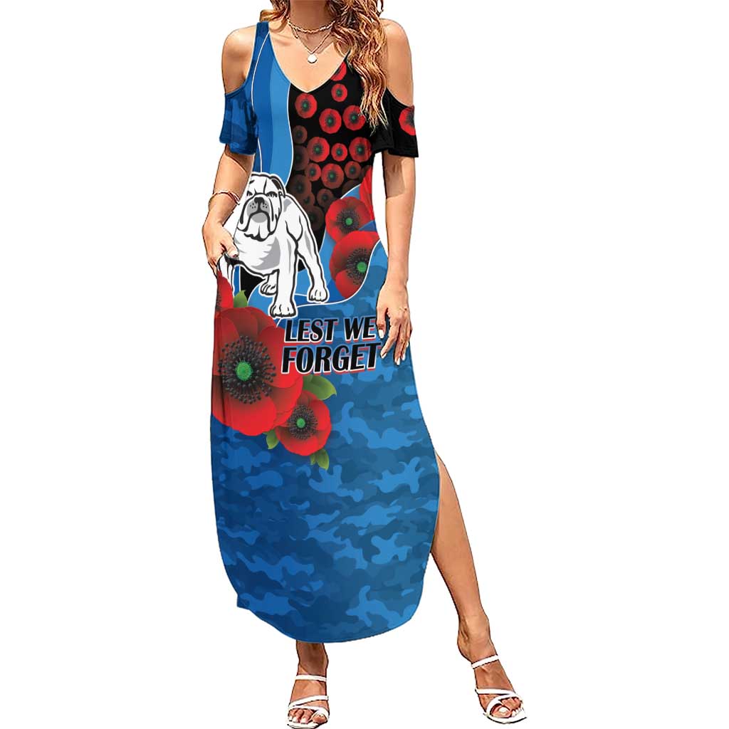 Canterbury-Bankstown Bulldogs ANZAC Personalised Summer Maxi Dress Lest We Forget Poppy Camo