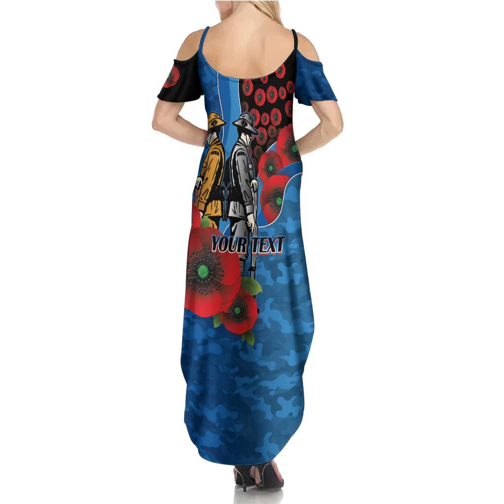 Canterbury-Bankstown Bulldogs ANZAC Personalised Summer Maxi Dress Lest We Forget Poppy Camo