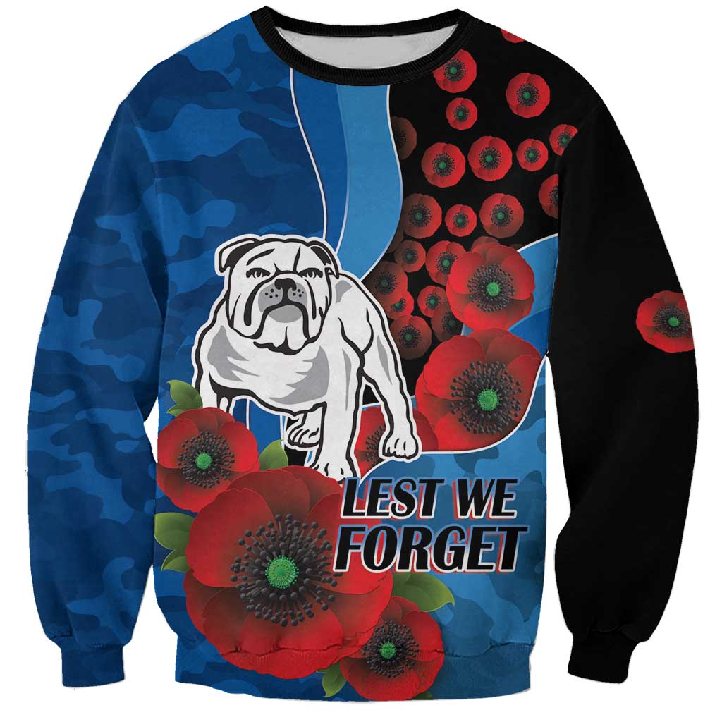 Canterbury-Bankstown Bulldogs ANZAC Personalised Sweatshirt Lest We Forget Poppy Camo