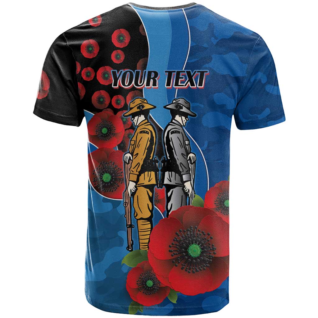 Canterbury-Bankstown Bulldogs ANZAC Personalised T Shirt Lest We Forget Poppy Camo