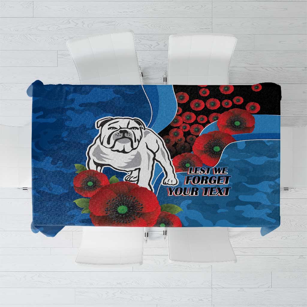Canterbury-Bankstown Bulldogs ANZAC Personalised Tablecloth Lest We Forget Poppy Camo