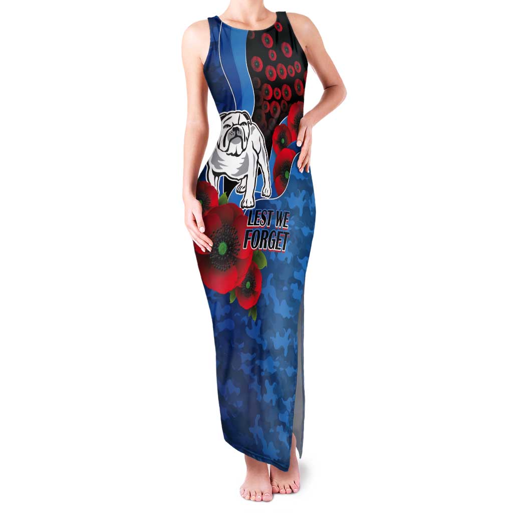 Canterbury-Bankstown Bulldogs ANZAC Personalised Tank Maxi Dress Lest We Forget Poppy Camo