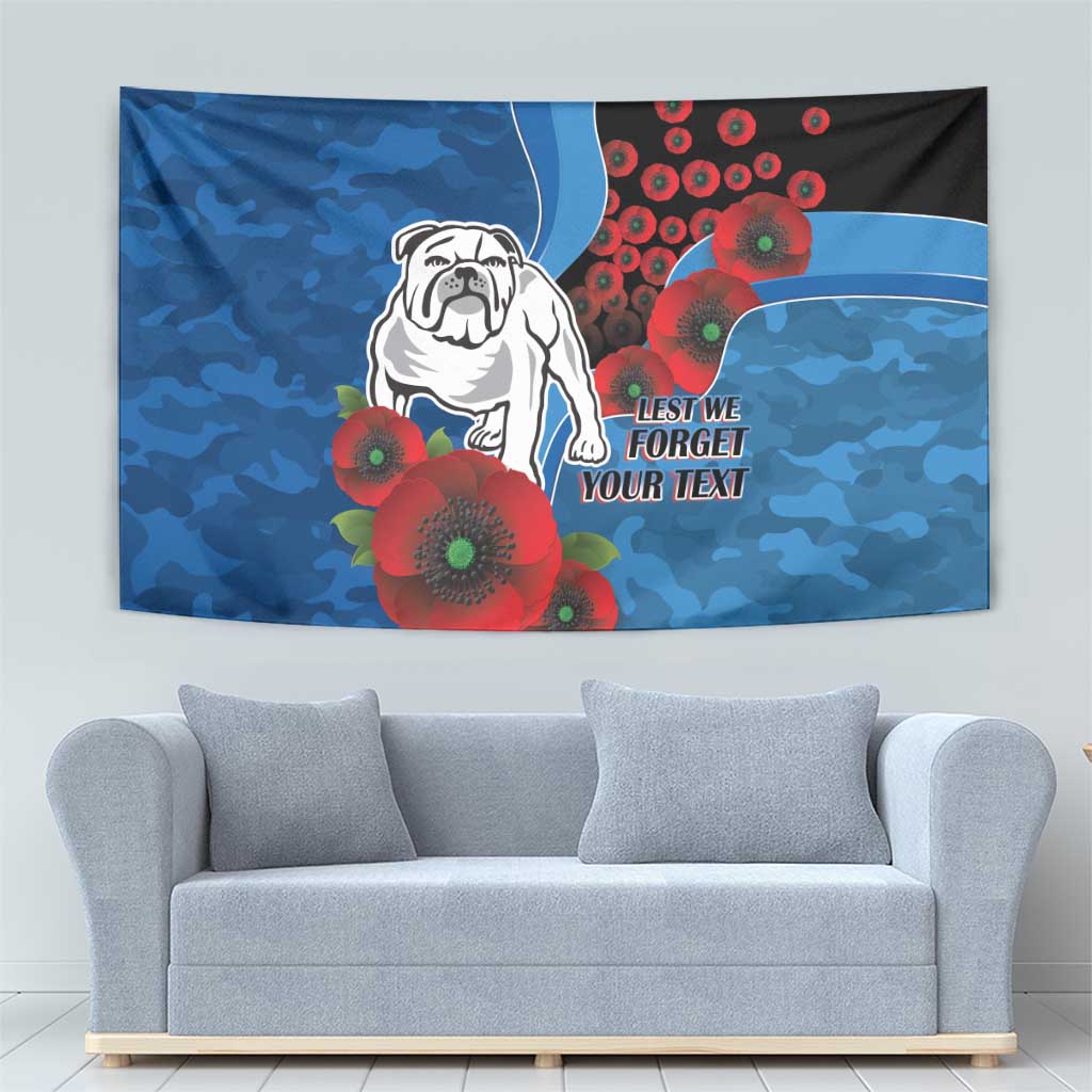 Canterbury-Bankstown Bulldogs ANZAC Personalised Tapestry Lest We Forget Poppy Camo