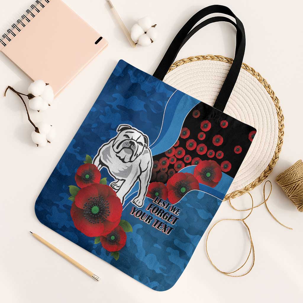 Canterbury-Bankstown Bulldogs ANZAC Personalised Tote Bag Lest We Forget Poppy Camo