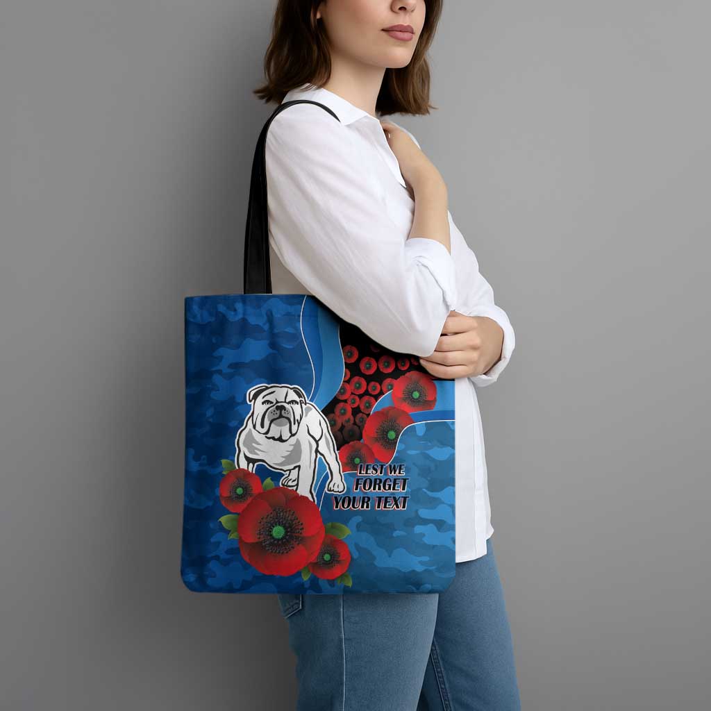 Canterbury-Bankstown Bulldogs ANZAC Personalised Tote Bag Lest We Forget Poppy Camo