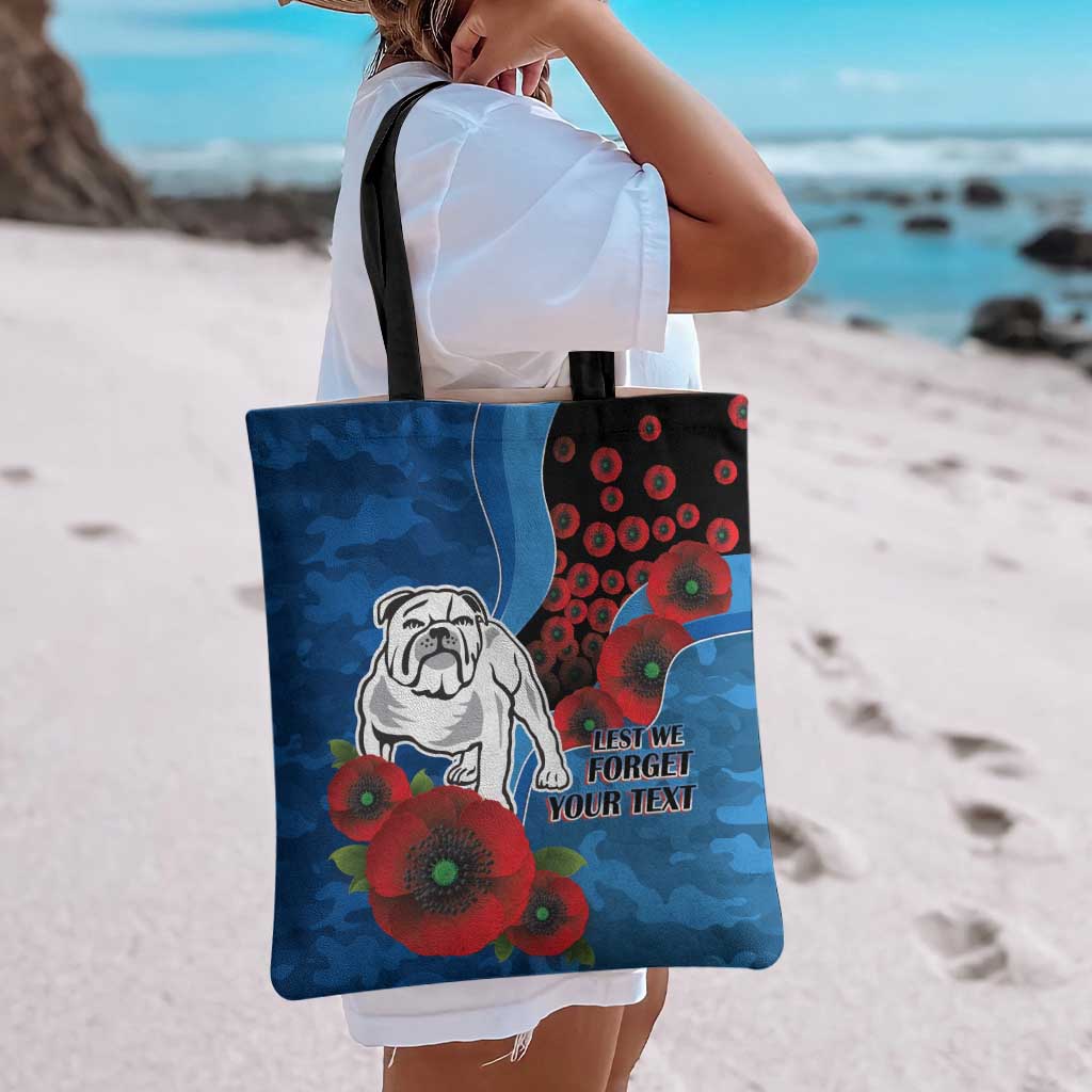 Canterbury-Bankstown Bulldogs ANZAC Personalised Tote Bag Lest We Forget Poppy Camo